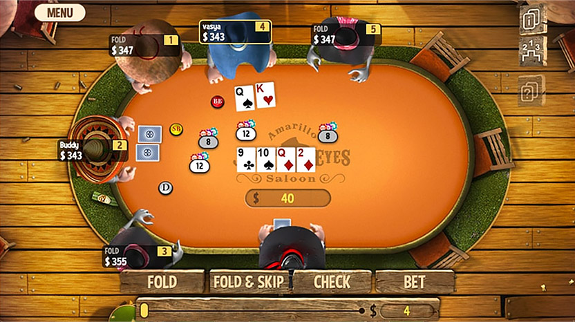 Внешний вид стола в Poker World