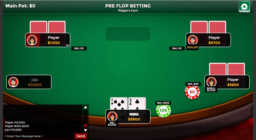 Внешний вид стола в Poker with Friends