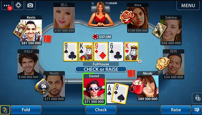 Игровой процесс в приложении Покерист