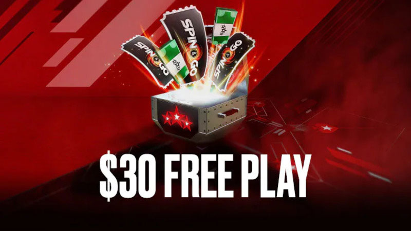 $30 на бесплатную игру на ПокерСтарс