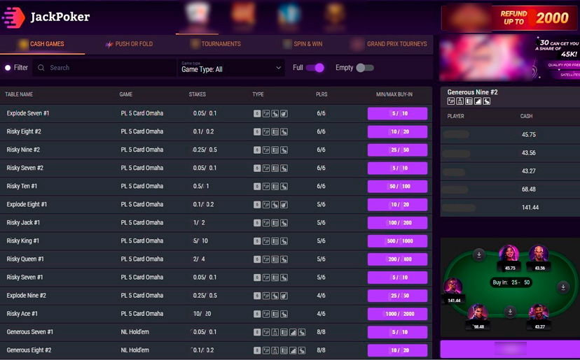 Лобби JackPoker
