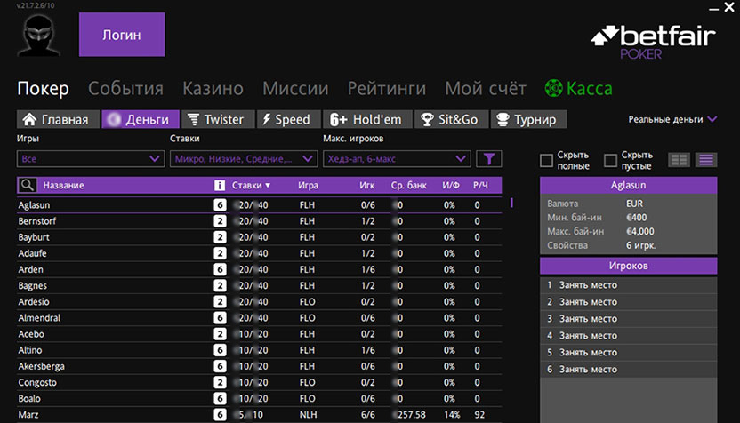 Доступные столы
